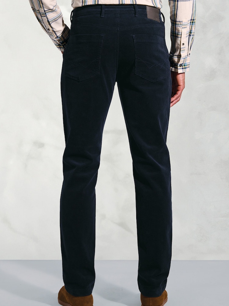 Brook Taverner Blue 5 Pocket Corduroy Stretch Cotton Trousers - Image 2 of 4 Brook Taverner Blue 5 Pocket Corduroy Stretch Cotton Trousers - Image 2 of 4
