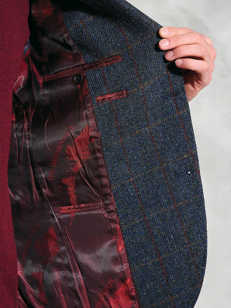 Brook Taverner Blue Check Harris Tweed® Check Jacket - Image 4 of 4 Brook Taverner Blue Check Harris Tweed® Check Jacket - Image 4 of 4