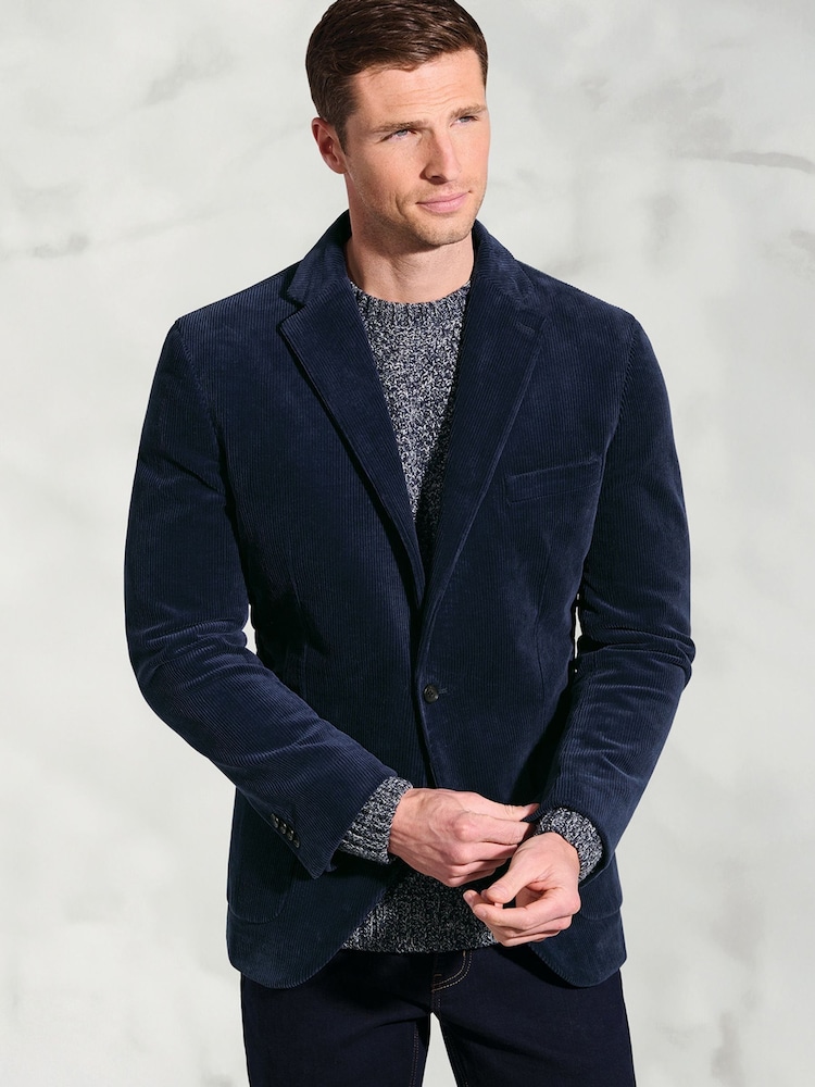 Brook Taverner Blue Corduroy Cotton Stretch Jacket - Image 1 of 5 Brook Taverner Blue Corduroy Cotton Stretch Jacket - Image 1 of 5