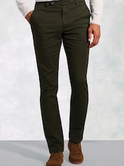 Brook Taverner Green Cavalry Twill Stretch Cotton Trousers - Image 1 of 2