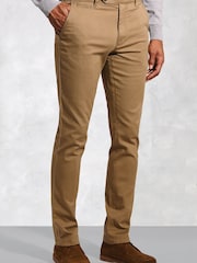 Brook Taverner Brown Cavalry Twill Stretch Cotton Trousers - Image 1 of 4