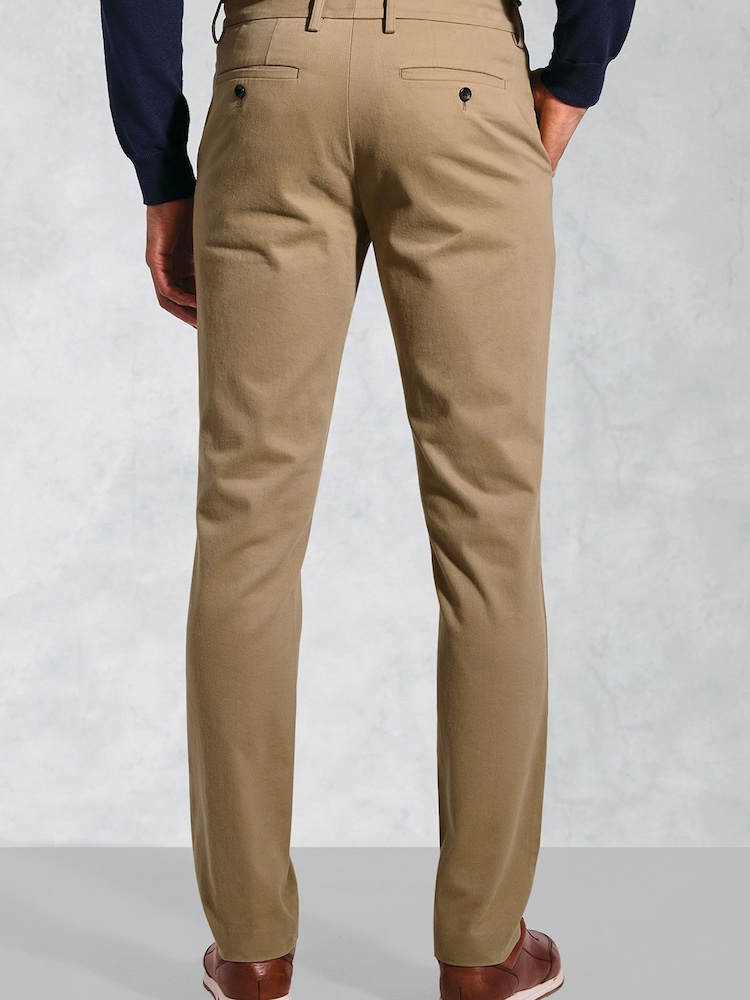 Brook Taverner Brown Italian Fine Twill Stretch Cotton Chinos - Image 2 of 4