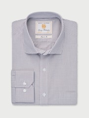 Brook Taverner Blue Micro Check Oxford Cotton Shirt - Image 3 of 5