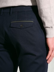 Brook Taverner Blue Textured Stretch Cotton Trousers - Image 4 of 4