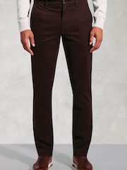 Brook Taverner Red Italian Fine Twill Stretch Cotton Chino Trousers - Image 1 of 4