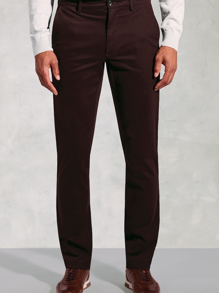 Brook Taverner Red Italian Fine Twill Stretch Cotton Chino Trousers - Image 1 of 4 Brook Taverner Red Italian Fine Twill Stretch Cotton Chino Trousers - Image 1 of 4