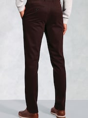 Brook Taverner Red Italian Fine Twill Stretch Cotton Chino Trousers - Image 2 of 4