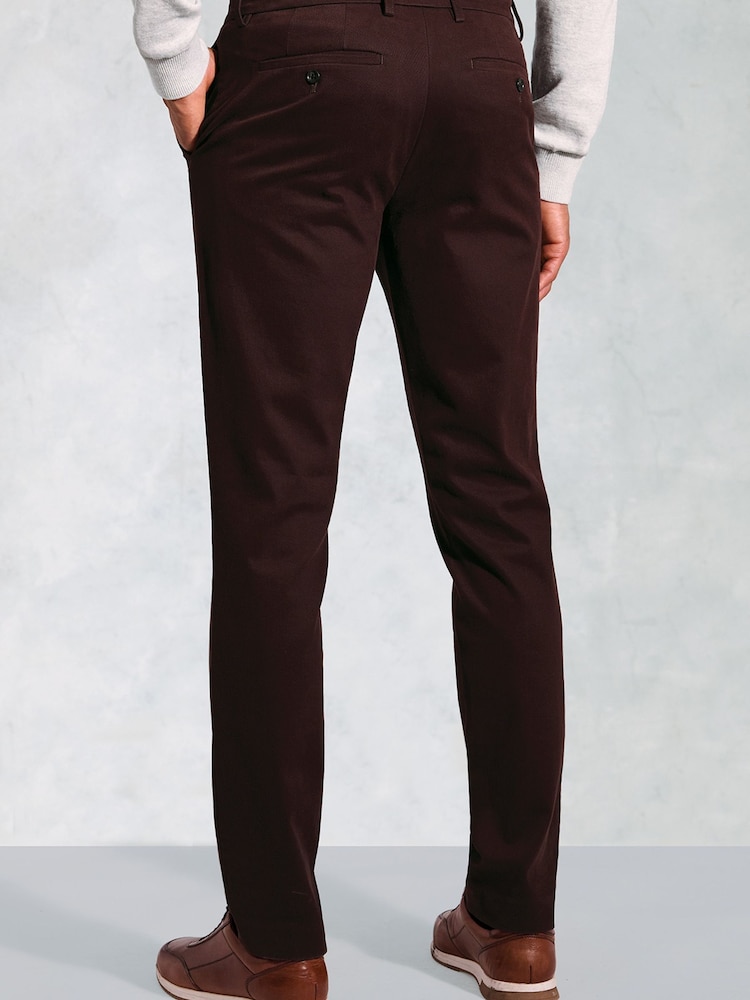Brook Taverner Red Italian Fine Twill Stretch Cotton Chino Trousers - Image 2 of 4 Brook Taverner Red Italian Fine Twill Stretch Cotton Chino Trousers - Image 2 of 4