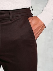 Brook Taverner Red Italian Fine Twill Stretch Cotton Chino Trousers - Image 3 of 4
