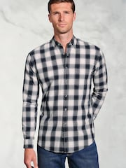 Brook Taverner Blue Check Button Down Collar  Cotton Shirt - Image 1 of 5