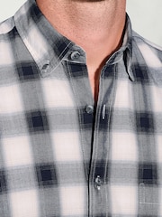 Brook Taverner Blue Check Button Down Collar  Cotton Shirt - Image 2 of 5
