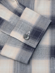 Brook Taverner Blue Check Button Down Collar  Cotton Shirt - Image 3 of 5