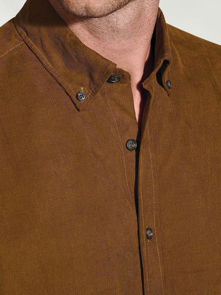 Brook Taverner Brown Needlecord Cotton Shirt - Image 2 of 5 Brook Taverner Brown Needlecord Cotton Shirt - Image 2 of 5