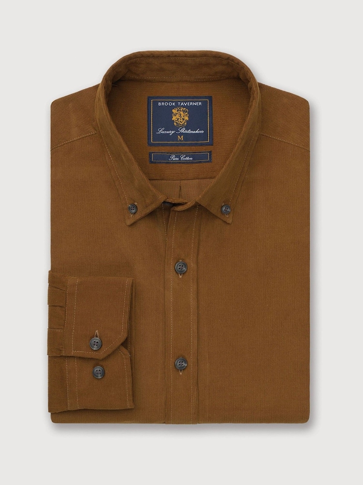 Brook Taverner Brown Needlecord Cotton Shirt - Image 5 of 5 Brook Taverner Brown Needlecord Cotton Shirt - Image 5 of 5