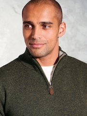 Brook Taverner Green Lambswool Zip Neck Jumper - Image 2 of 3