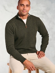 Brook Taverner Green Lambswool Zip Neck Jumper - Image 3 of 3