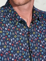 Brook Taverner Blue Bauble Cotton Print Shirt - Image 2 of 5