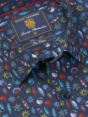 Brook Taverner Blue Bauble Cotton Print Shirt - Image 4 of 5