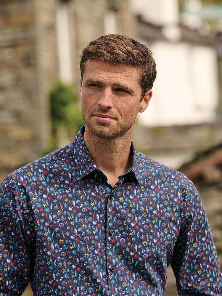 Brook Taverner Blue Nutcracker Print Cotton Shirt - Image 1 of 6 Brook Taverner Blue Nutcracker Print Cotton Shirt - Image 1 of 6