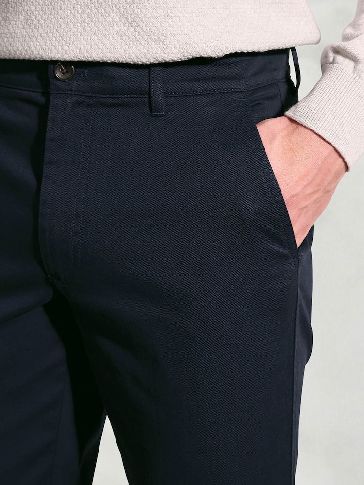 Brook Taverner Blue Textured Stretch Cotton Trousers - Image 4 of 4 Brook Taverner Blue Textured Stretch Cotton Trousers - Image 4 of 4