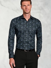 Brook Taverner Blue Paisley Print Cotton Shirt - Image 1 of 5