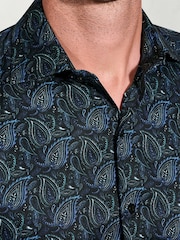 Brook Taverner Blue Paisley Print Cotton Shirt - Image 2 of 5