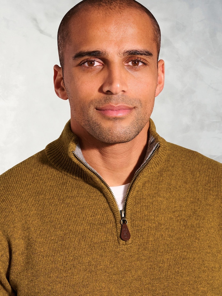 Brook Taverner Yellow Lambswool Zip Neck Jumper - Image 3 of 3 Brook Taverner Yellow Lambswool Zip Neck Jumper - Image 3 of 3