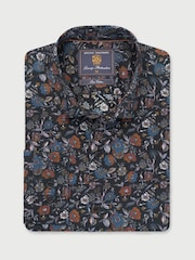 Brook Taverner Black Ornate Multi-Floral Print Cotton Shirt - Image 3 of 5