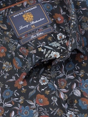 Brook Taverner Black Ornate Multi-Floral Print Cotton Shirt - Image 4 of 5