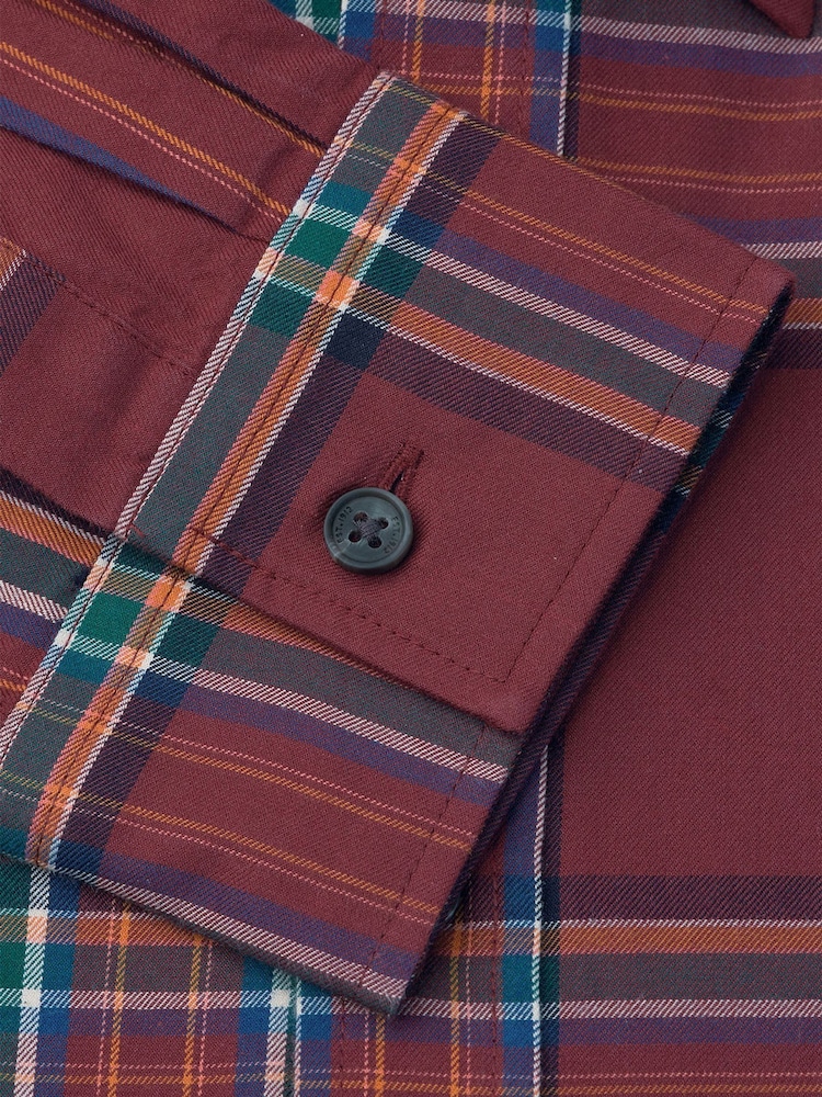 Brook Taverner Red Oversize Check Cotton Shirt - Image 6 of 6