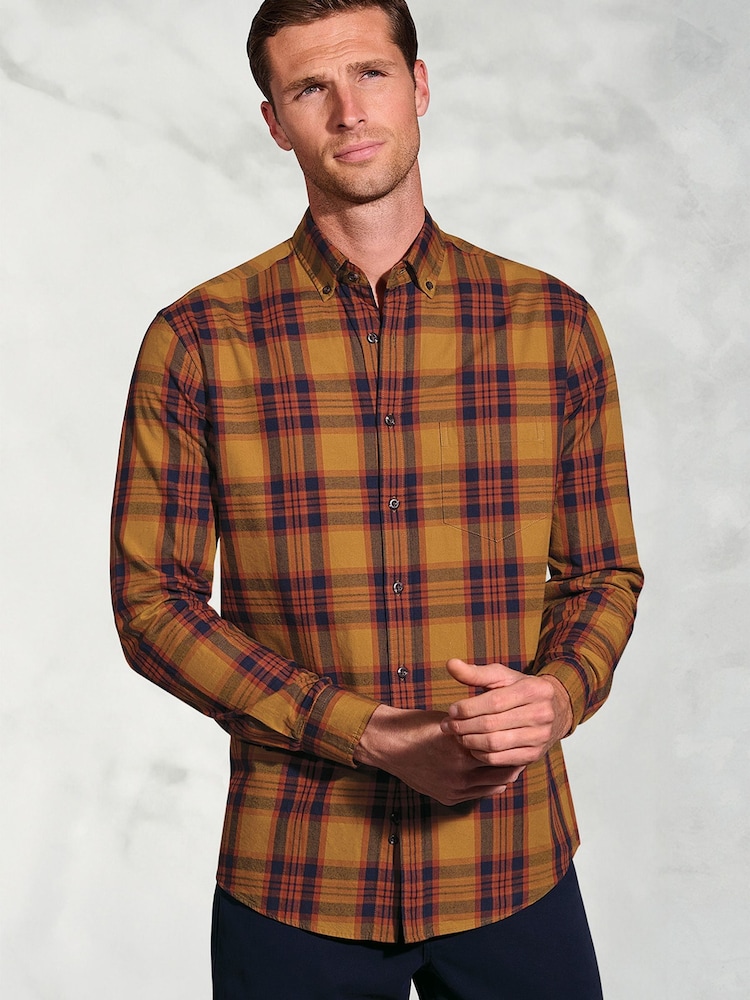 Brook Taverner Yellow Check Brushed Cotton Shirt - Image 1 of 5 Brook Taverner Yellow Check Brushed Cotton Shirt - Image 1 of 5