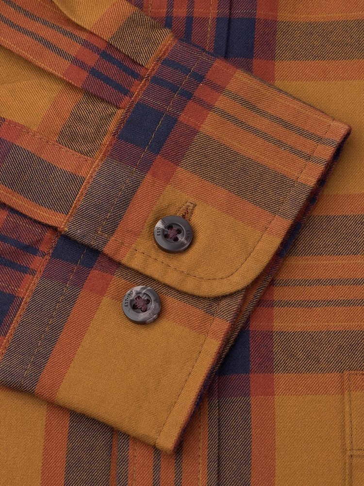 Brook Taverner Yellow Check Brushed Cotton Shirt - Image 5 of 5 Brook Taverner Yellow Check Brushed Cotton Shirt - Image 5 of 5