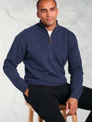 Brook Taverner Blue Lambswool Zip Neck Jumper - Image 3 of 3