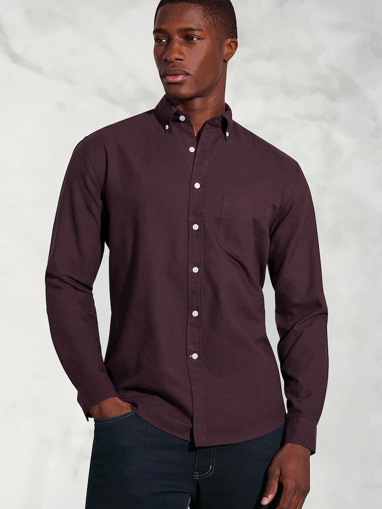 Brook Taverner Purple Oxford Cotton Shirt - Image 1 of 6 Brook Taverner Purple Oxford Cotton Shirt - Image 1 of 6