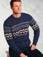 Brook Taverner Blue Fairisle Pattern Crew Neck Jumper - Image 2 of 3