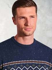 Brook Taverner Blue Fairisle Pattern Crew Neck Jumper - Image 3 of 3