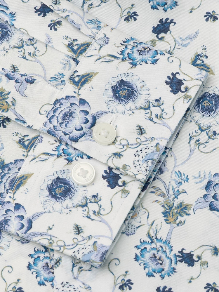 Brook Taverner White Ornate Floral Print Cotton Shirt - Image 5 of 5 Brook Taverner White Ornate Floral Print Cotton Shirt - Image 5 of 5