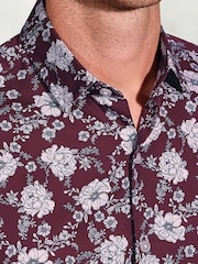 Brook Taverner Red Ornate Multi-Floral Print Cotton Shirt - Image 2 of 5