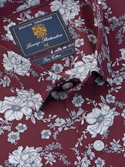 Brook Taverner Red Ornate Multi-Floral Print Cotton Shirt - Image 3 of 5