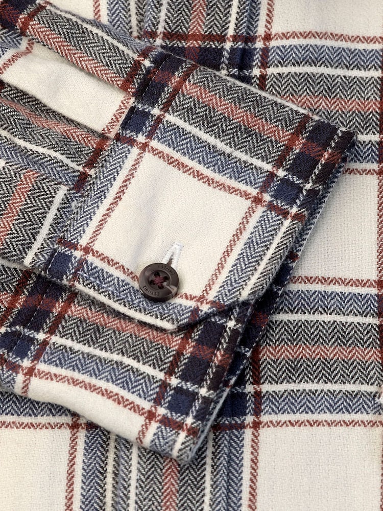 Brook Taverner Cream Herringbone Check Brushed Cotton Shirt - Image 6 of 6 Brook Taverner Cream Herringbone Check Brushed Cotton Shirt - Image 6 of 6