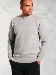 Brook Taverner Grey Lambswool Crew Neck Jumper - Image 1 of 3