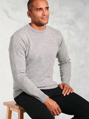 Brook Taverner Grey Lambswool Crew Neck Jumper - Image 3 of 3