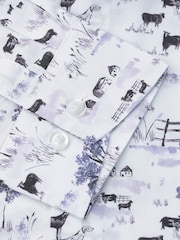 Brook Taverner White Watercolour Country Scene Print Cotton Shirt - Image 5 of 5