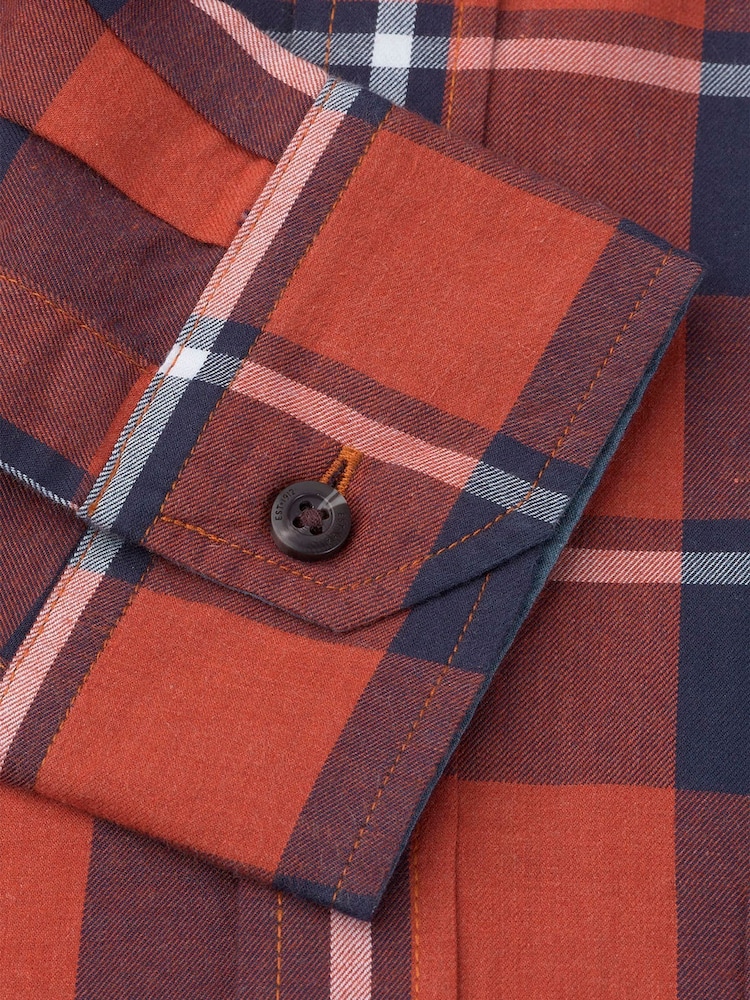 Brook Taverner Red Melange Check Cotton Shirt - Image 5 of 5 Brook Taverner Red Melange Check Cotton Shirt - Image 5 of 5