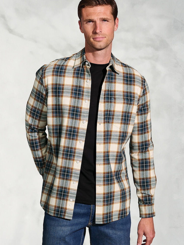 Brook Taverner Natural Multi-Check Check Cotton Shirt - Image 2 of 6 Brook Taverner Natural Multi-Check Check Cotton Shirt - Image 2 of 6