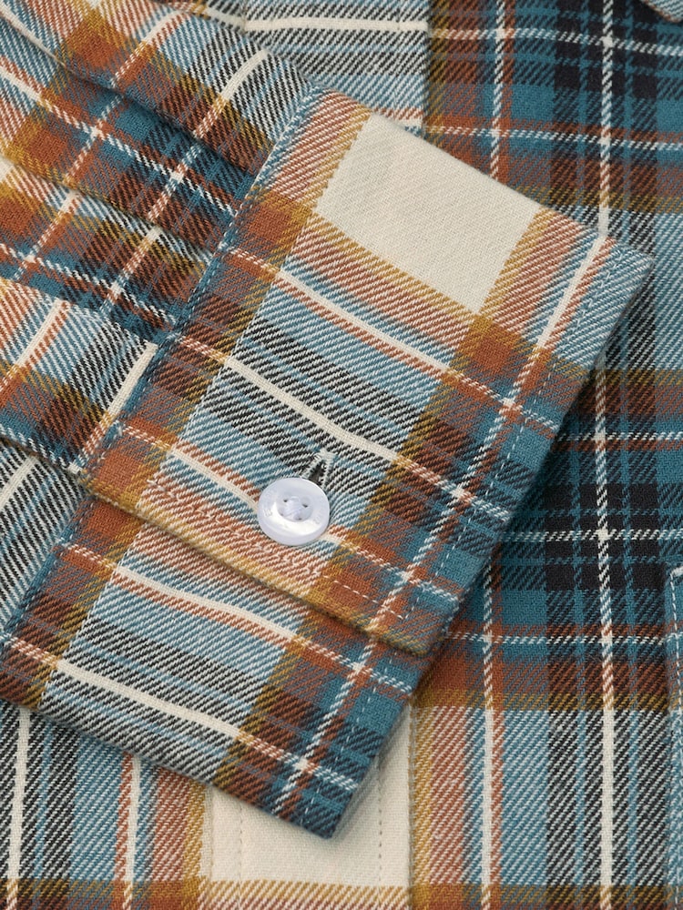 Brook Taverner Natural Multi-Check Check Cotton Shirt - Image 6 of 6 Brook Taverner Natural Multi-Check Check Cotton Shirt - Image 6 of 6