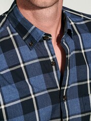 Brook Taverner Blue Melange Check Cotton Shirt - Image 2 of 5
