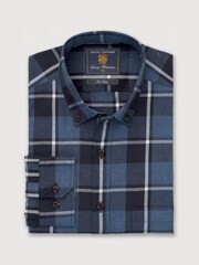 Brook Taverner Blue Melange Check Cotton Shirt - Image 3 of 5
