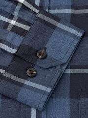 Brook Taverner Blue Melange Check Cotton Shirt - Image 4 of 5