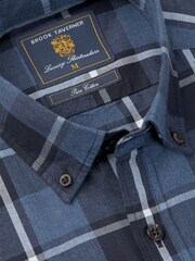 Brook Taverner Blue Melange Check Cotton Shirt - Image 5 of 5